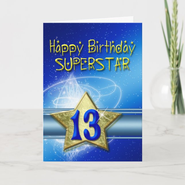 Carte du 13ème anniversaire pour Superstar (Devant)