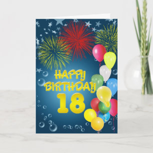 Carte du 18ème anniversaire avec feux d'artifice e