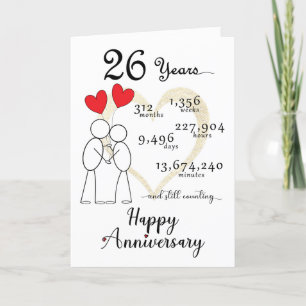 Carte du 26e anniversaire du Mariage avec ballons 