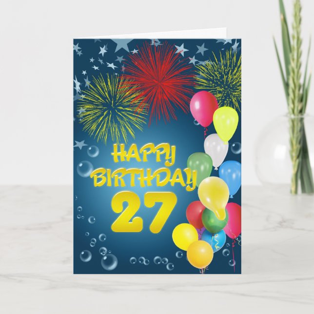 Carte du 27ème anniversaire avec feux d'artifice e (Devant)