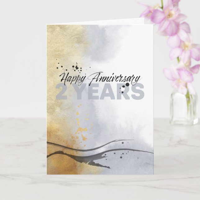 Carte du 2e anniversaire d'employé d'encre artisti (Orchidée)