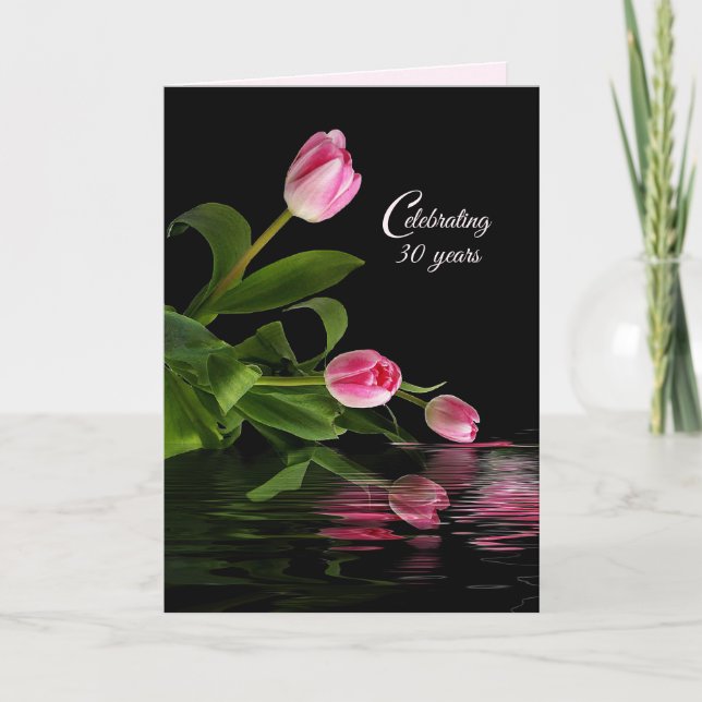Carte du 30e anniversaire des tulipes roses (Devant)