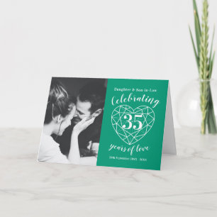 Carte du 35e anniversaire de mariage cœur vert éme