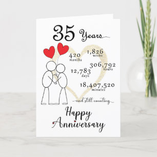 Carte du 35e anniversaire du Mariage avec ballons 