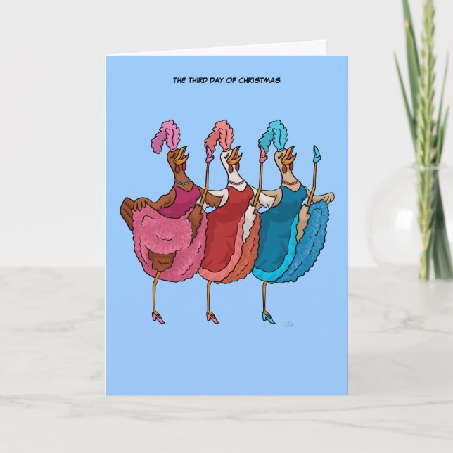 Carte du 3e jour de Noël (Trois poules françaises) (Devant)