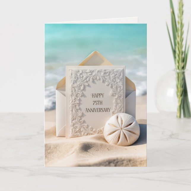 Carte du 75e anniversaire du Mariage sur le sable  (Devant)