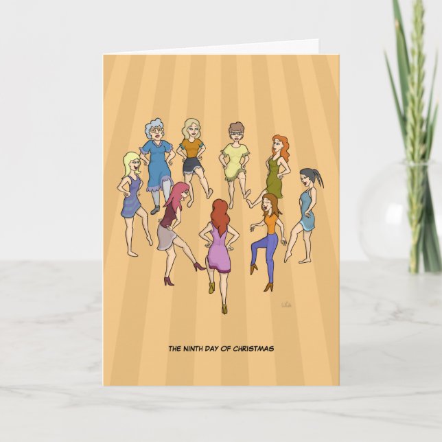 Carte du 9e jour de Noël (Neuf Danses Dames) (Devant)