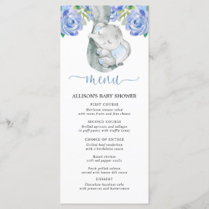 Carte du baby shower d'aquarelle fleurie d'éléphan