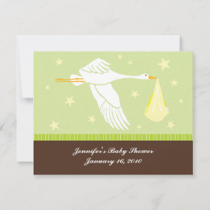 Carte du baby shower RSVP - vert et brun