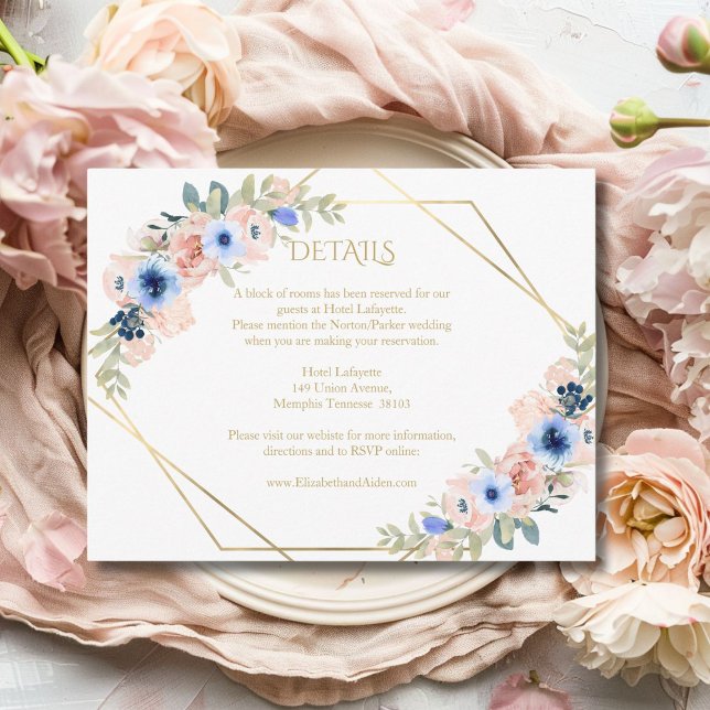 Carte du boîtier de collection Mariage bleu Pêche (Peach Blue Wedding Collection Enclosure Card)