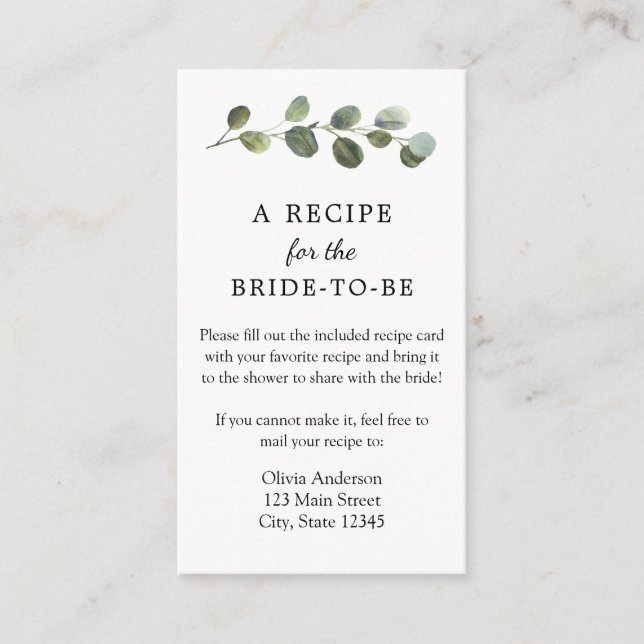 Carte du boîtier de demande de recette Eucalyptus (Devant)