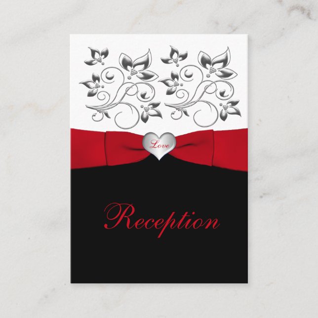 Carte du boîtier de réception Floral Rouge Noir (Devant)