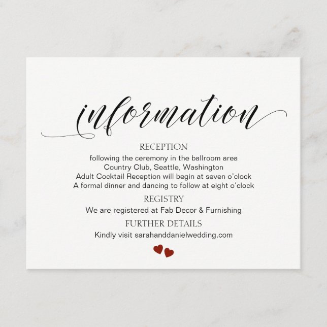 Carte du boîtier d'informations du Mariage de typo (Devant)