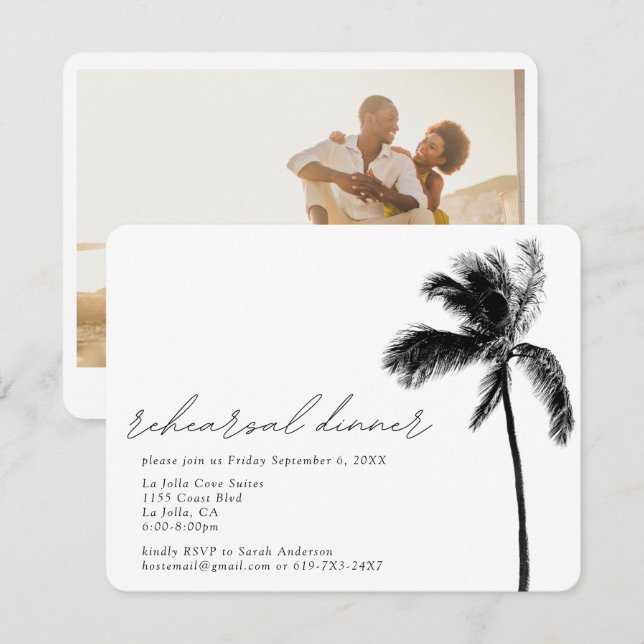 Carte du boîtier du Mariage du dîner de répétition (Devant / Derrière)