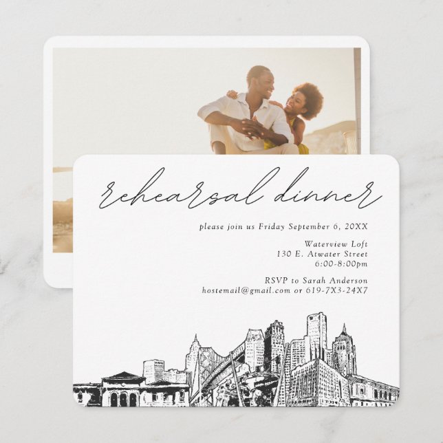 Carte du boîtier Mariage du dîner de répétition de (Devant / Derrière)