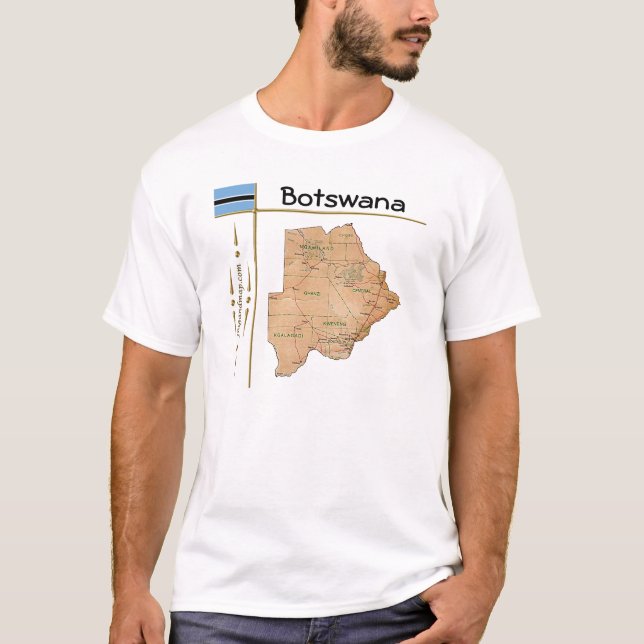 Carte du Botswana + Drapeau + Titre T-shirt (Devant)