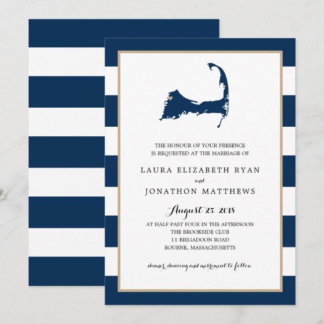 Carte du cap Bourne avec coeur | MARIAGE (Devant / Derrière)