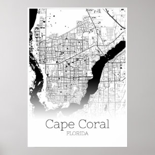 Carte du Cap Coral - Floride - Poster de carte de