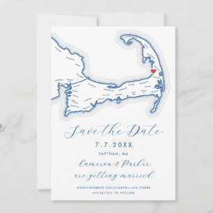 Carte du cap Eastham MA Marine Mariage bleu