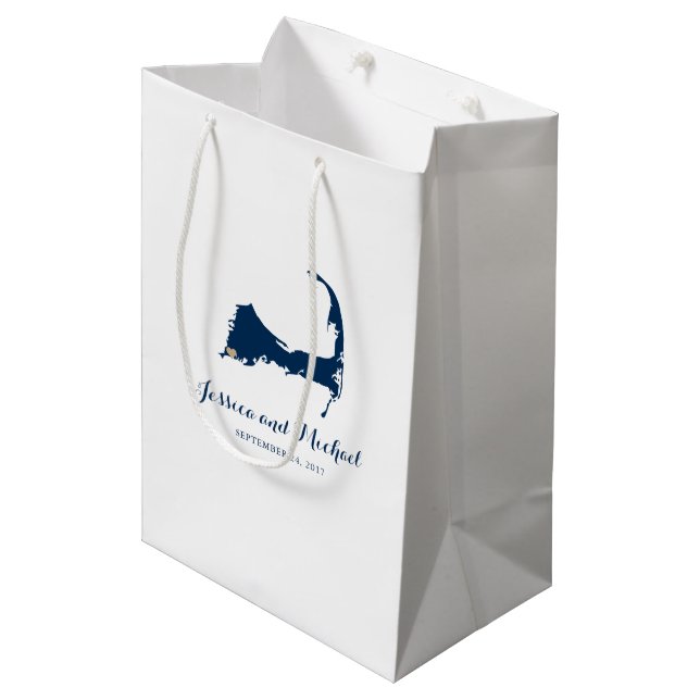 Carte du cap Falmouth avec coeur | SAC D'INVITATIO (Devant Angle)