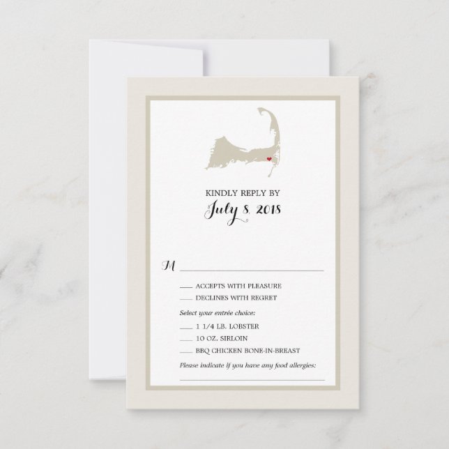 Carte du cap Harwich | Menu Mariage RSVP (Devant)