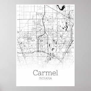 Carte du Carmel - Indiana - Poster de la carte de 
