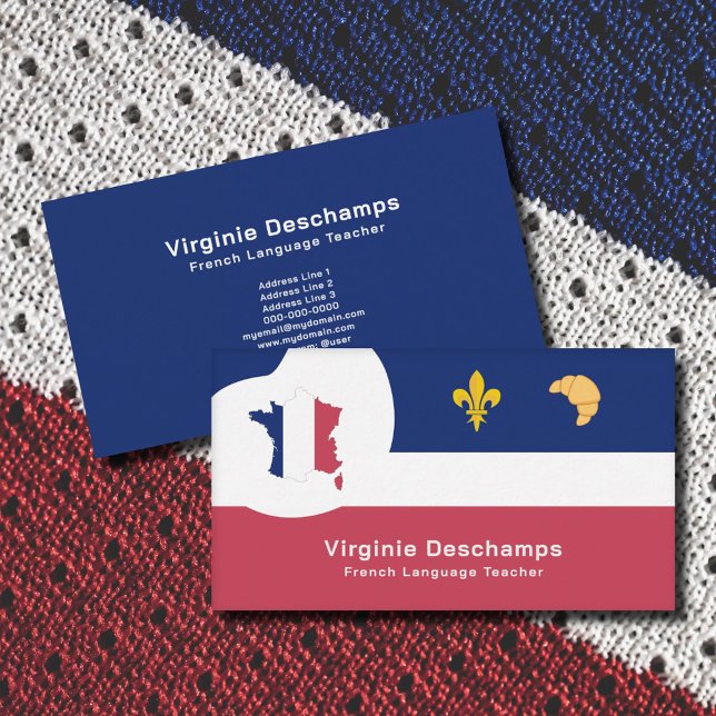 Carte du Carte de visite enseignant français avec  (French Teacher Business Card )