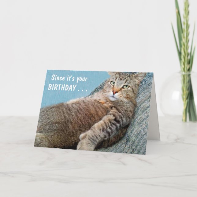 Carte "Du Chat" Anniversaire Drôle (Devant)