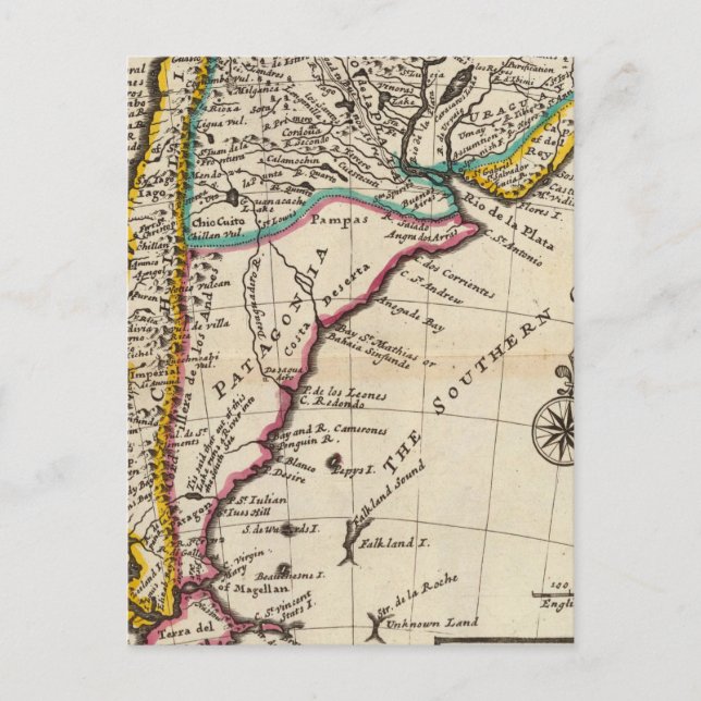Carte du Chili, Patagonie, La Plata (Devant)