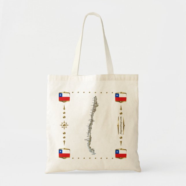 Carte du Chili + sac à drapeaux (Devant)