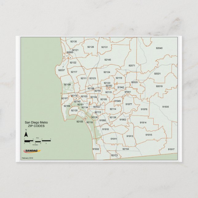Carte du code postal San Diego (Devant)