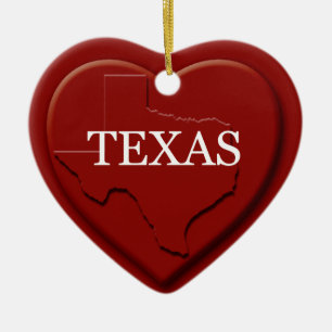 Carte du coeur du Texas Ornement de Noël