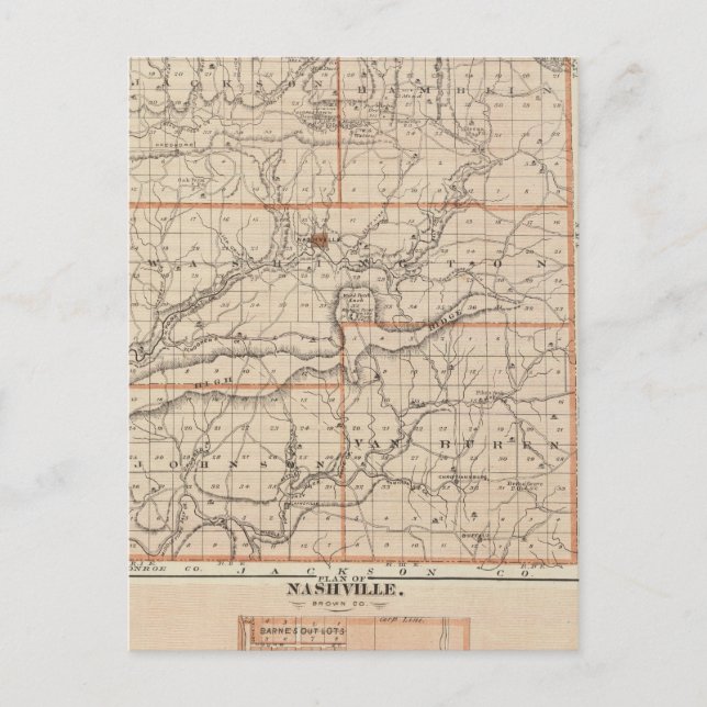 Carte du comté Brown avec plan de Nashville (Devant)