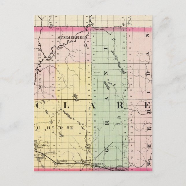 Carte du comté de Clare, Michigan (Devant)