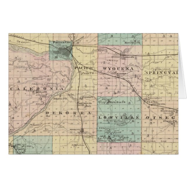 Carte du comté de Columbia, État du Wisconsin (Devant horizontal)