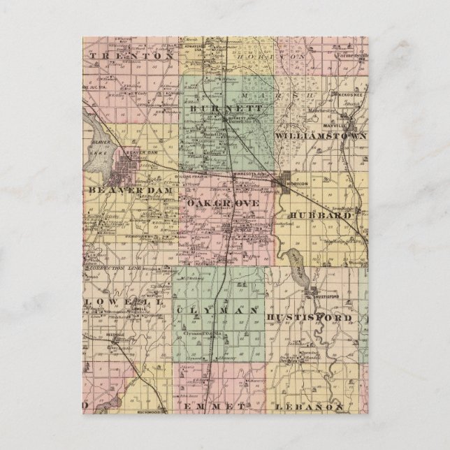 Carte du comté de Dodge, État du Wisconsin (Devant)