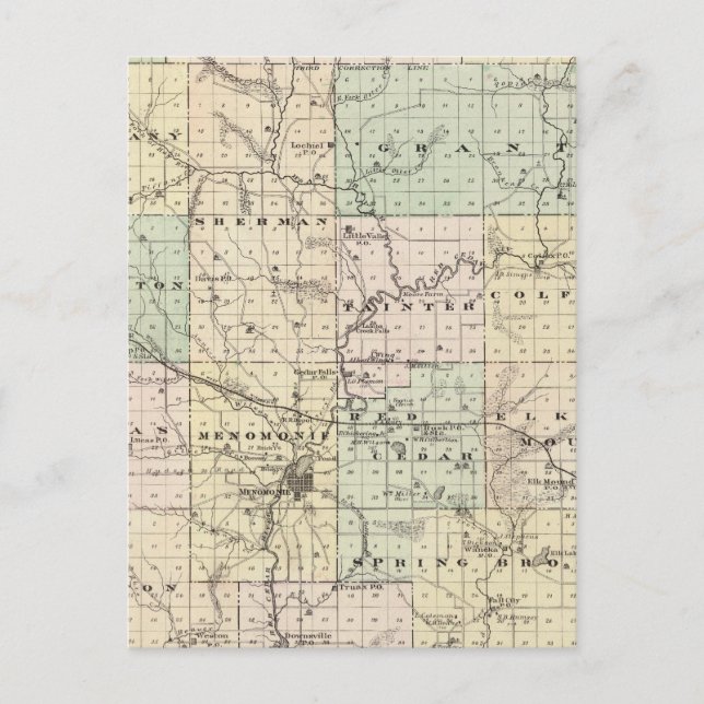 Carte du comté de Dunn, État du Wisconsin (Devant)