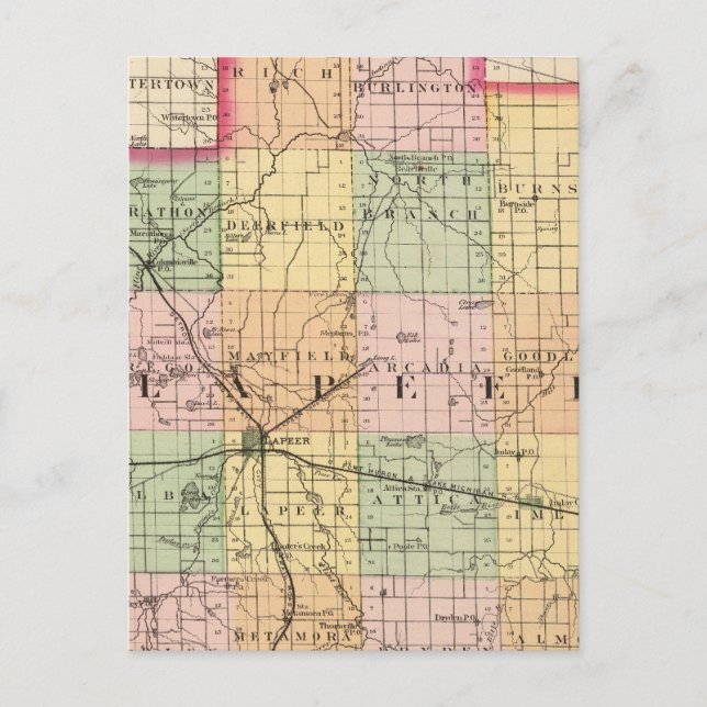 Carte du comté de Lapeer, Michigan (Devant)