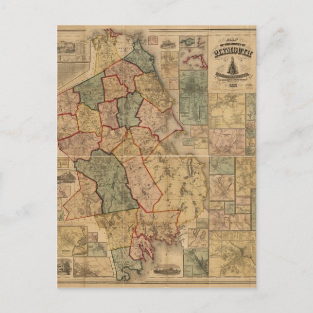 Carte du comté de Plymouth Massachusetts (1857) (Devant)