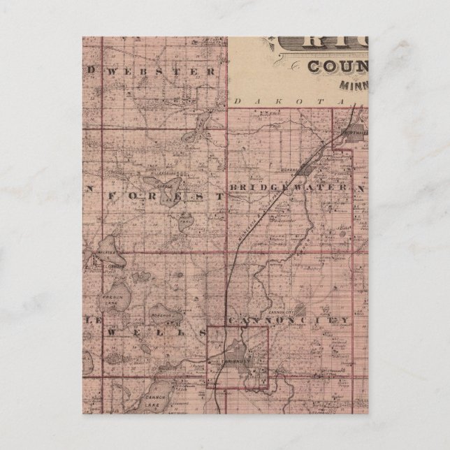 Carte du comté de Rice, Minnesota (Devant)