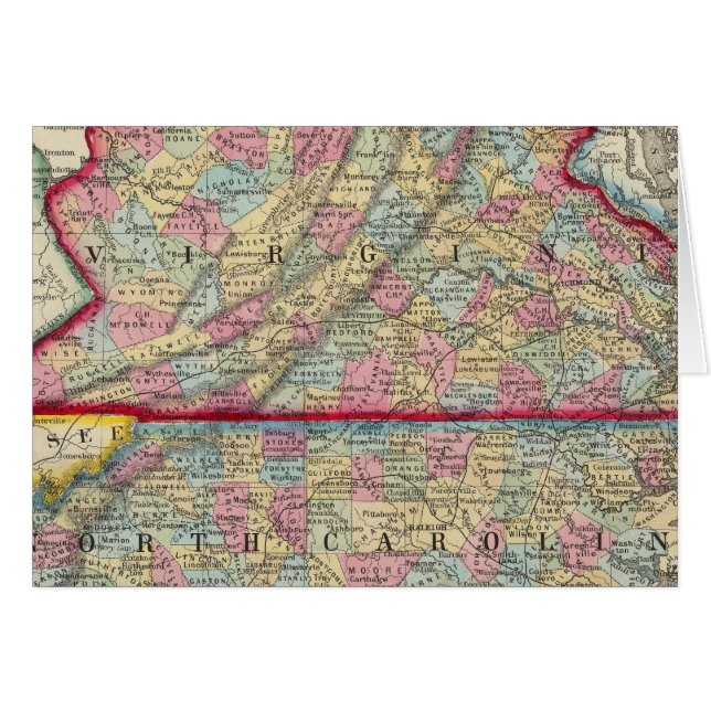Carte du comté de Virginie et de la Caroline du No (Devant horizontal)