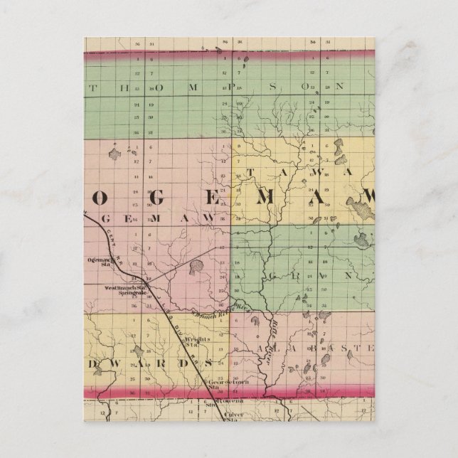 Carte du comté d'Ogemaw, Michigan (Devant)