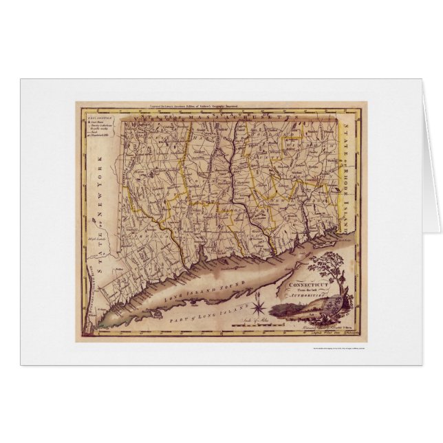 Carte du Connecticut par Carey 1795 (Devant horizontal)