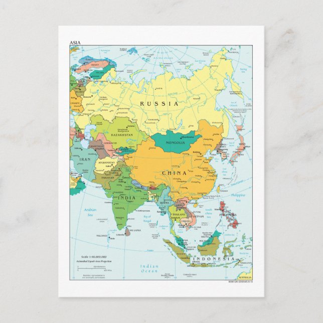 Carte du continent asiatique (Devant)