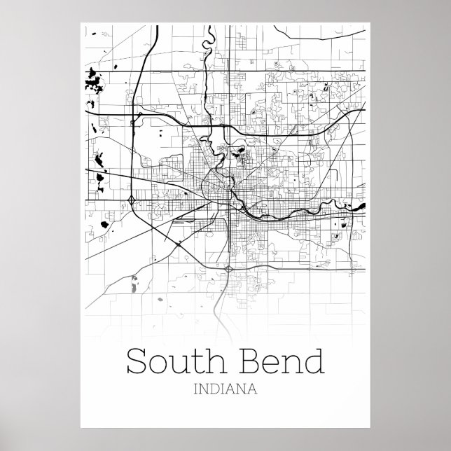 Carte du coude sud - Indiana - Poster de la carte  (Devant)