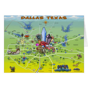 Carte du dessin animé de Dallas Texas