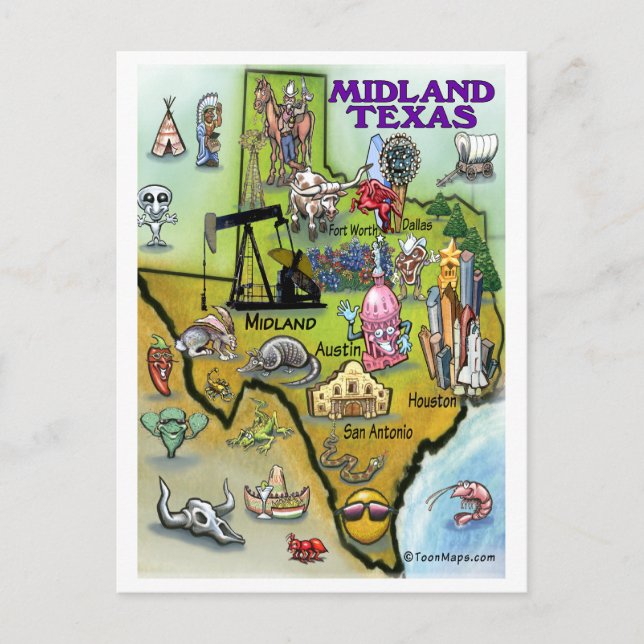 Carte du dessin animé du Texas Midland (Devant)
