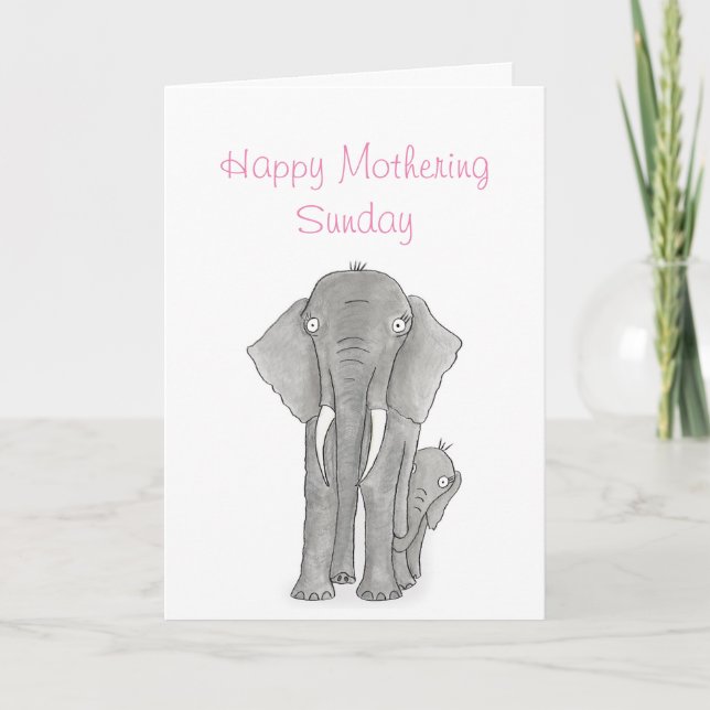 Carte du dimanche de la mère et de l'éléphant bébé (Devant)