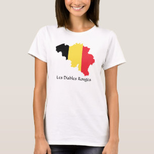 Carte du Drapeau de Belgique T-shirt Les Diables R