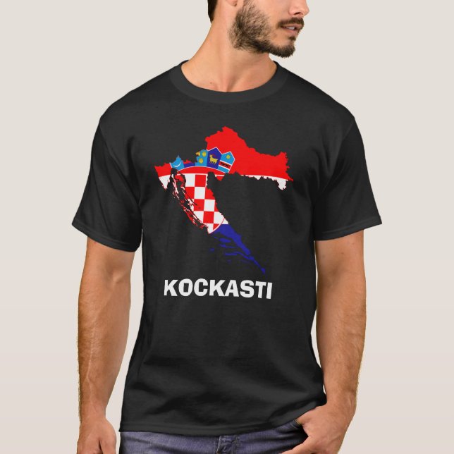 Carte du drapeau de Croatie T-shirt Kockasti (Devant)